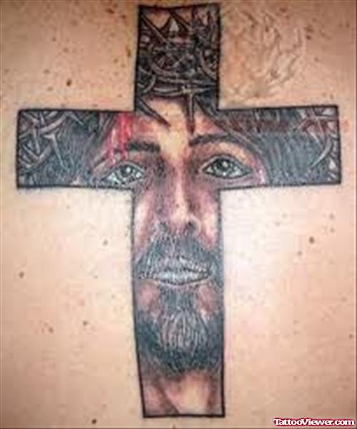 Jesus Image In Cross Tattoo