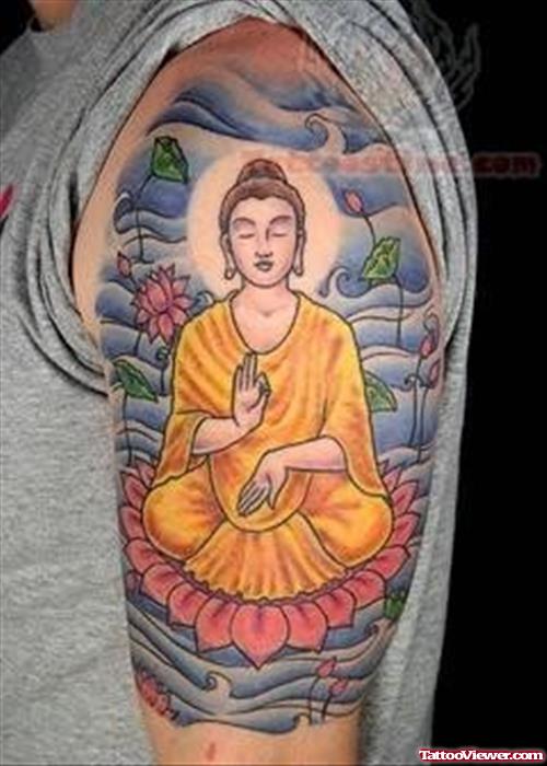 Mahatma Buddha Colored Tattoo