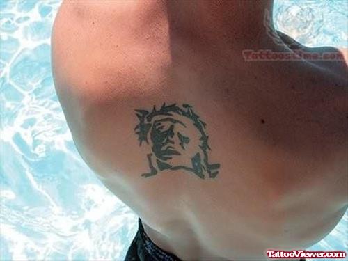 Jesus Christ Tattoo On Upper Back