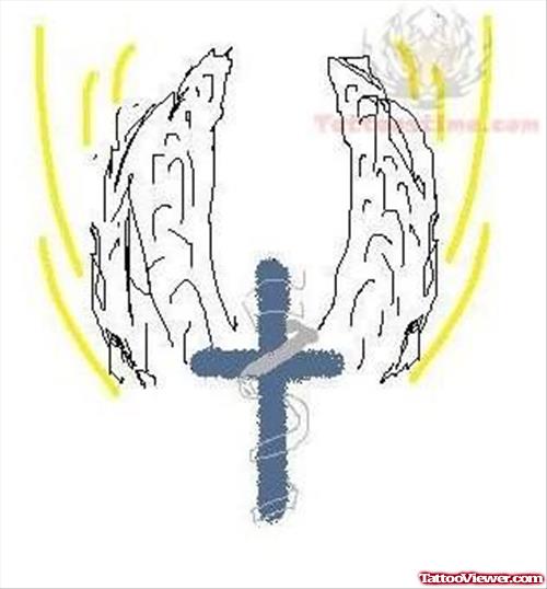 Cross With Wings Tattoo Design