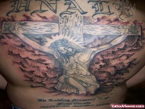 Full Back Jesus Christ Tattoo On Back