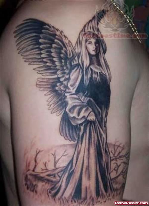 Angel - Rememberence Tattoo On Shoulder