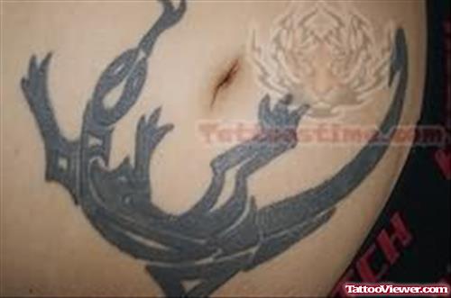 Reptile Tattoo On Stomach