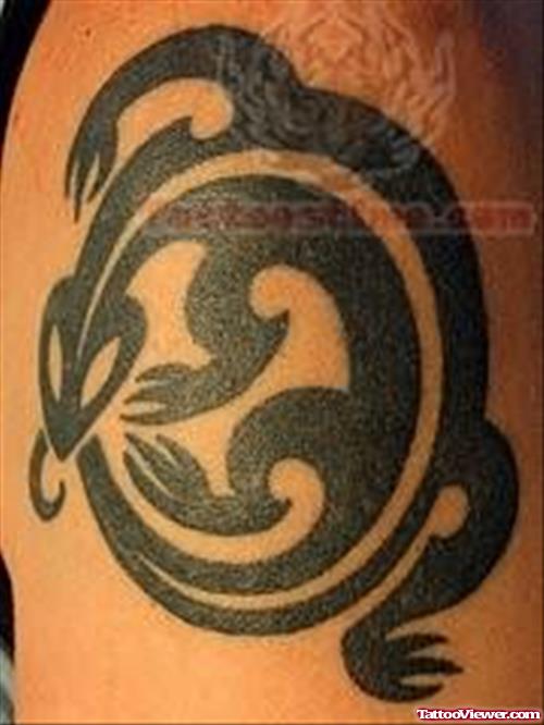 Black Reptile Tattoo On Arm