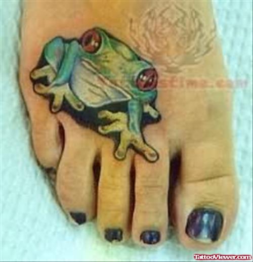 Frog Tattoo On Foot