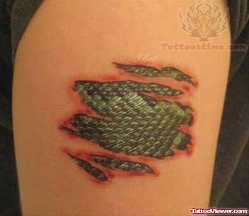 Reptile Tattoo Ripped Skin Arm