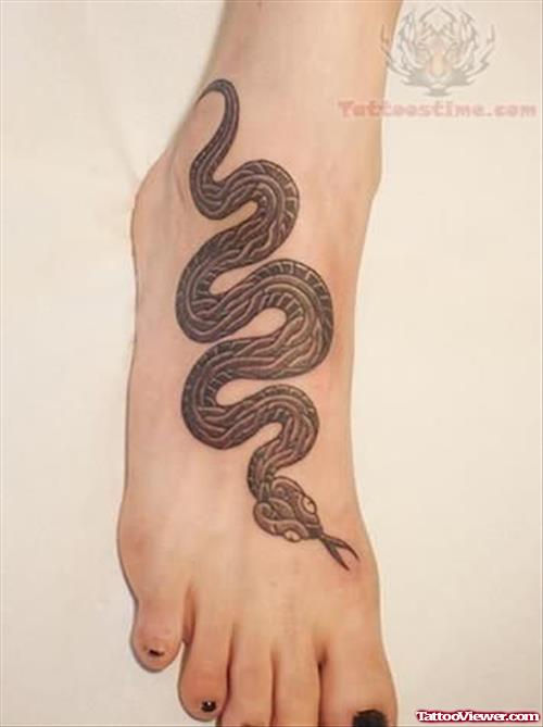 Reptile Snake Tattoo On Foot