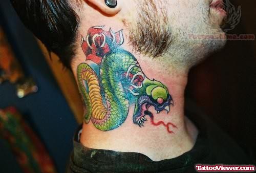 Reptile Tattoo On Neck