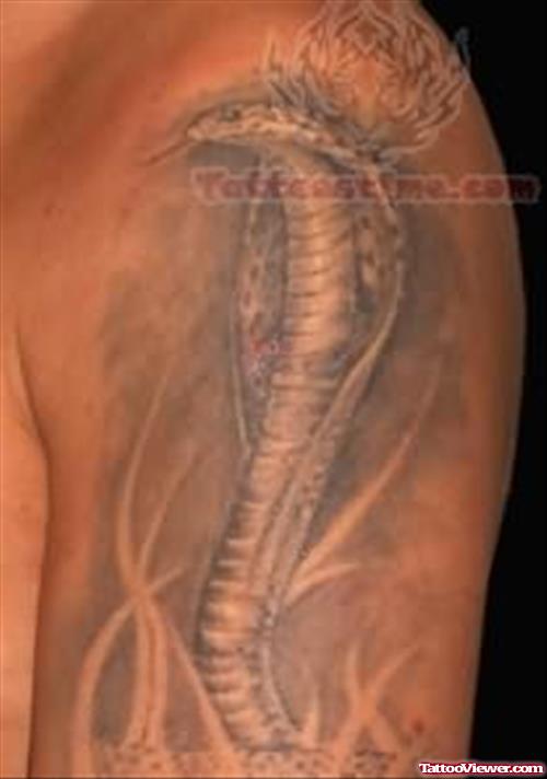Grey Snake Tattoo On Biceps
