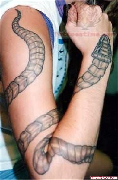 Grey Snake Tattoo On Arm