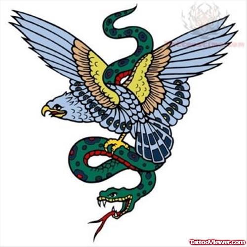 Bird And Snake Tattoo Design