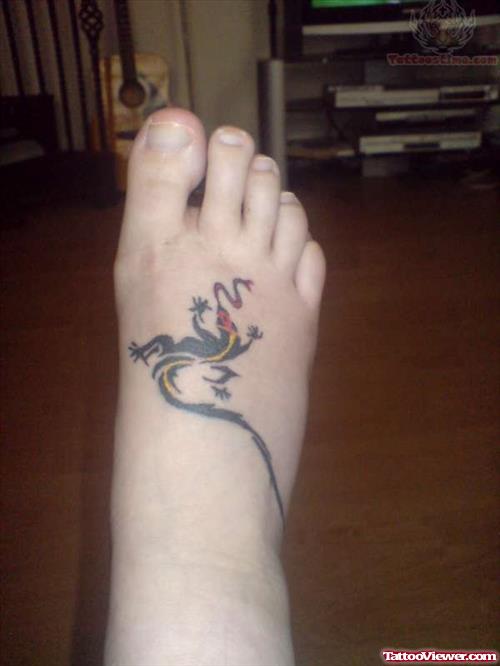 Reptile Tattoo On Foot - Lizard