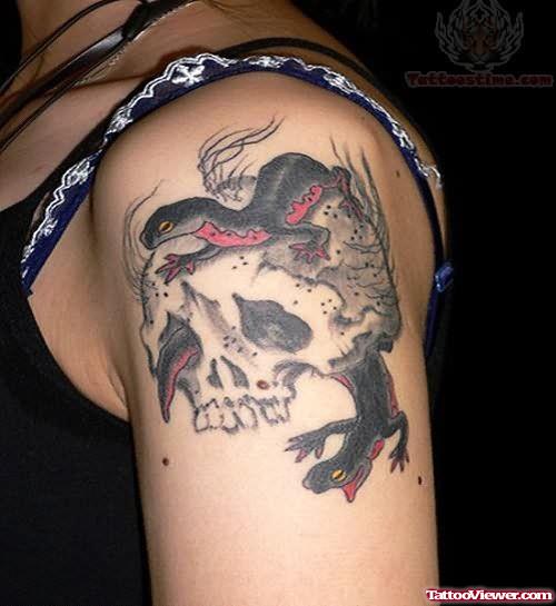 Skull And Snake Tattoo Design for Women