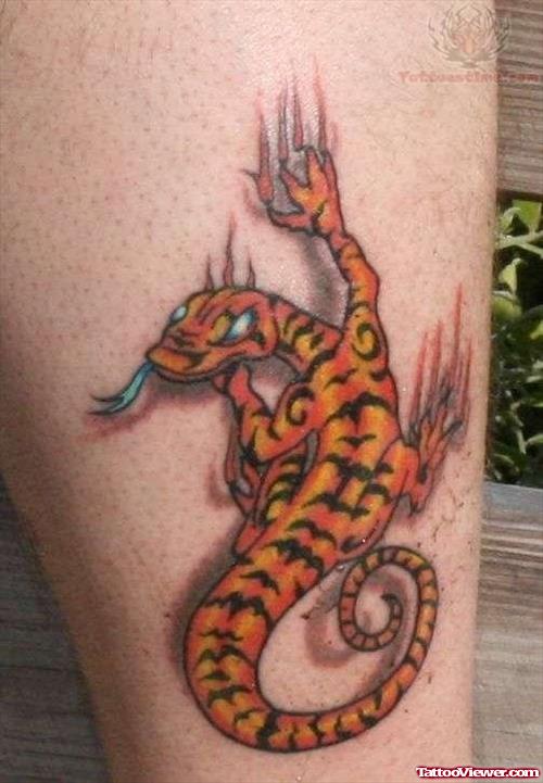 Colorful Lizard Tattoo