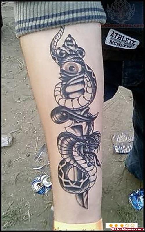 Reptile Snake And Dagger Tattoo