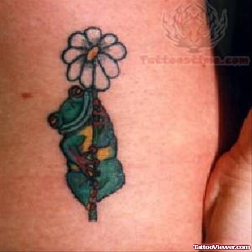 Reptile On Flower Tattoo