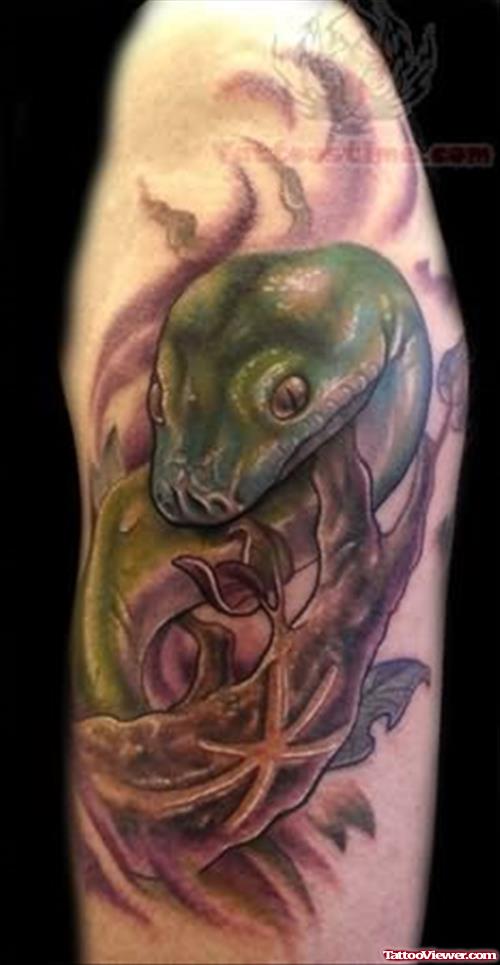 Green Reptile Snake Tattoo