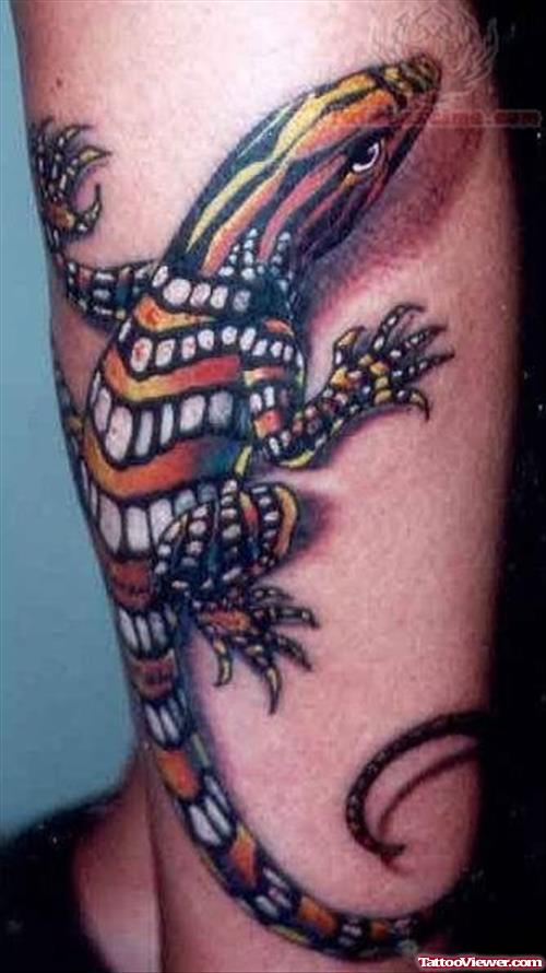 Reptile Lizard Tattoo On Leg