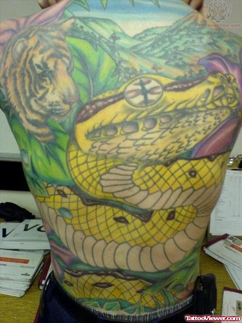 Finished Backpiece Reptile Tattoo