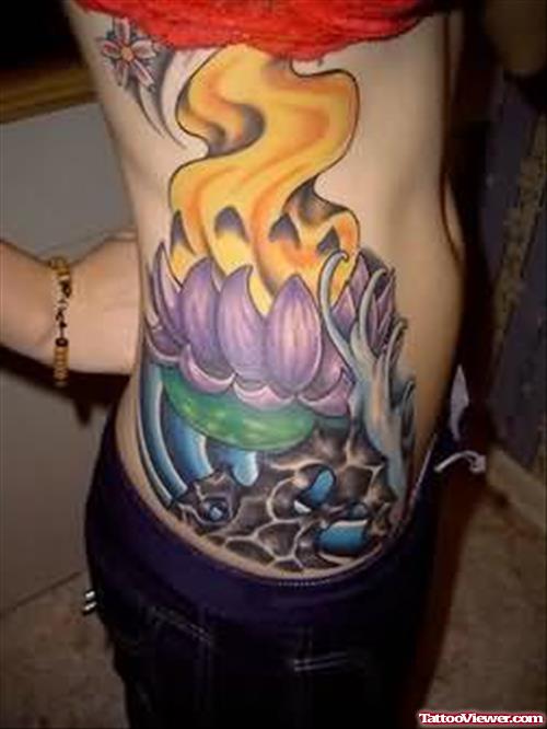 Seemly Lotus Tattoo On Rib
