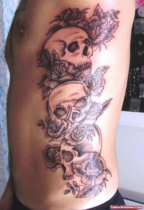 Skull Ribs Tattoos For Young