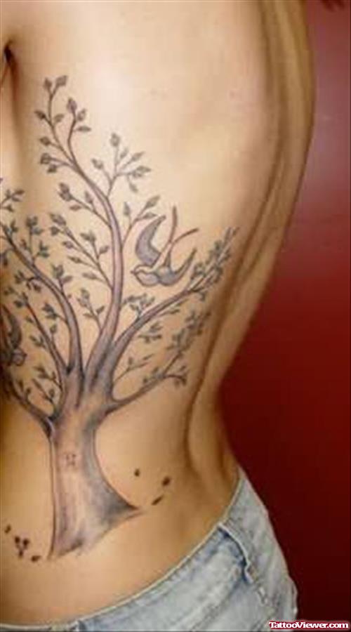 Rib Tree Tattoo For Girls