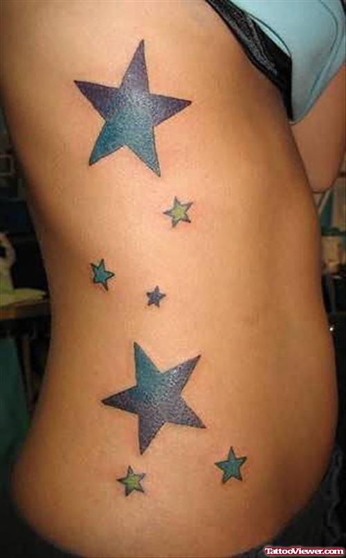 Stars Tattoo On Rib
