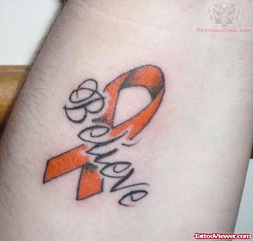 Believe Ribbon Tattoo