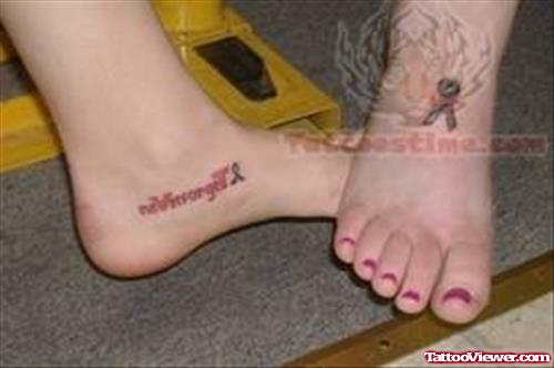 Ribbon Tattoos On Feet