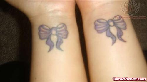Purple Bow Ribbon Tattoos