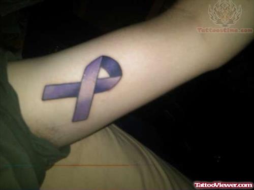 Purple Color Ribbon Tattoo