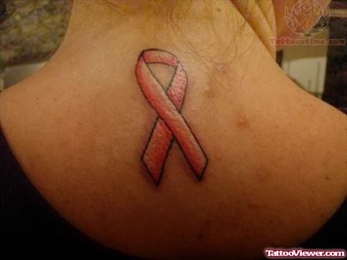 Symbol Pink Ribbon Tattoo On Back