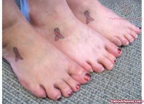 Ribbon Tattoos On Feets