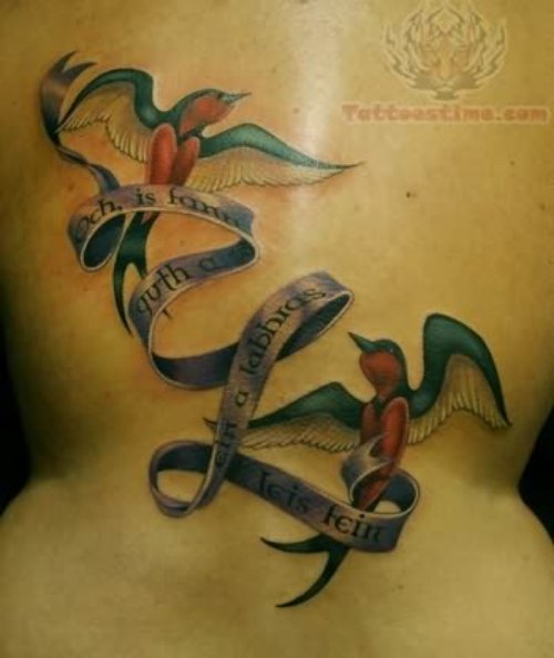 More Swallows Ribbon Tattoos