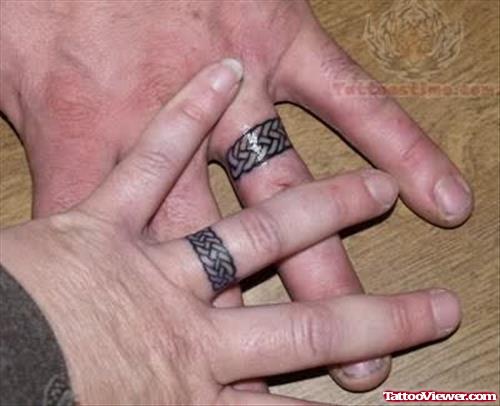 Wedding Rings Tattoo On Fingers