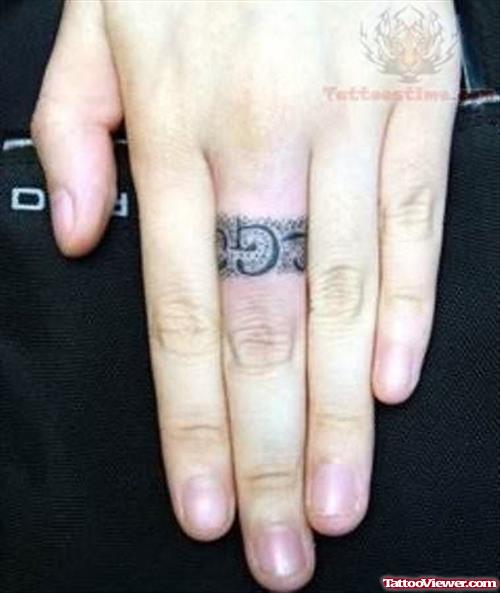 Words Ring Tattoo On Finger