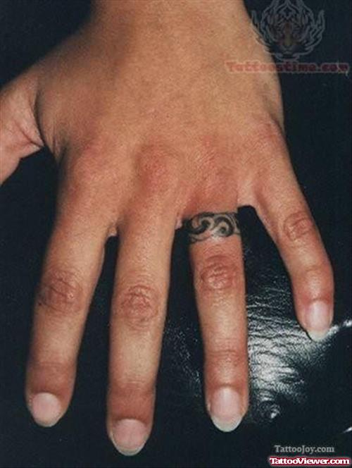 Ring Tattoo on Left Hand Finger