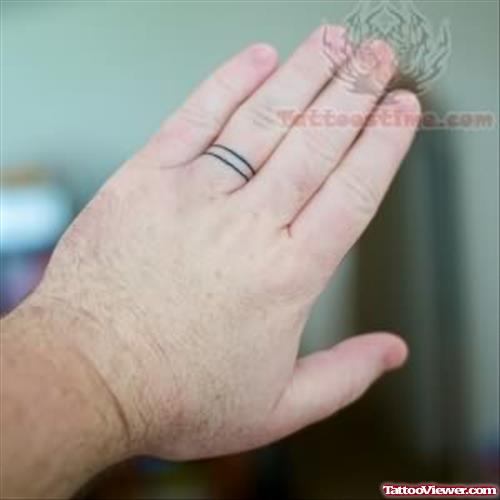 Wedding Ring Tattoo On Finger