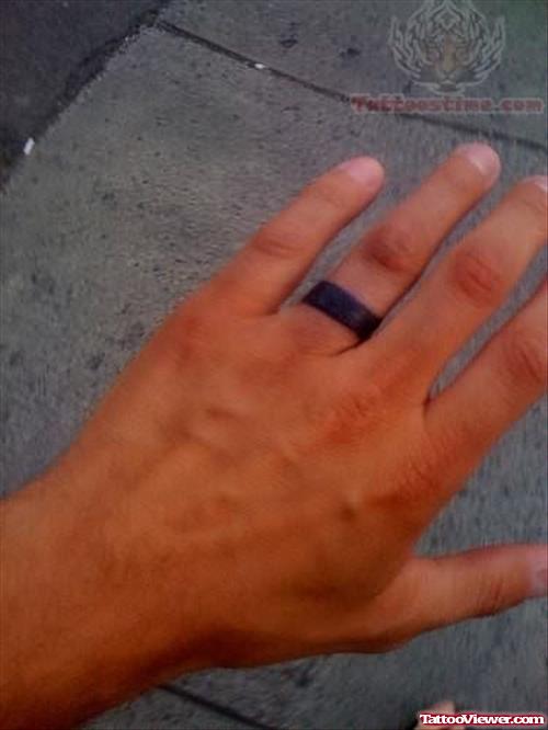 Ring Tattoo On Hand Finger