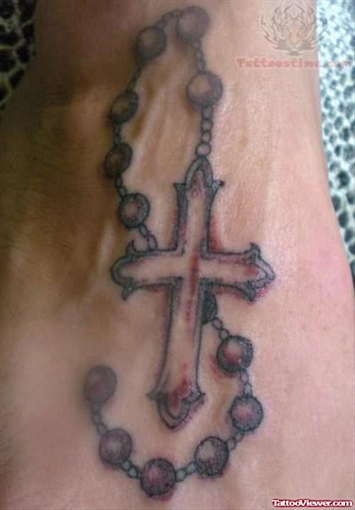 Amazing Rosary And Cross Tattoo