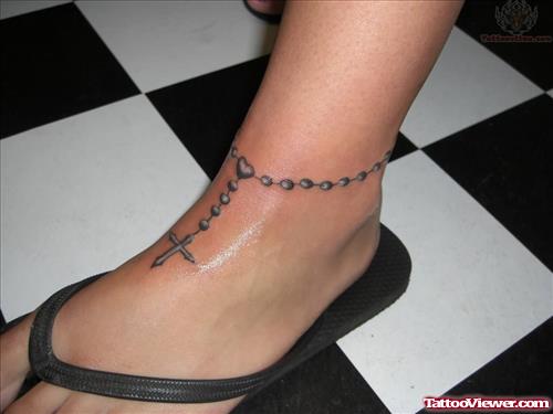Rosary Ankle Beads Tattoos