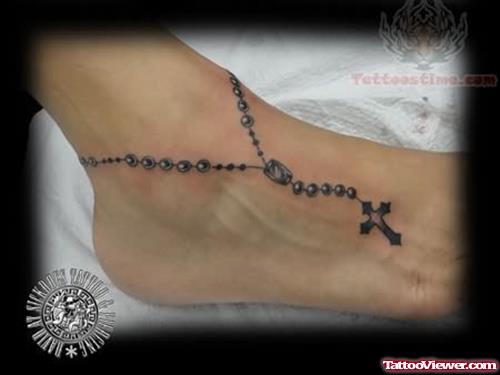 Rosary Foot Tattoo