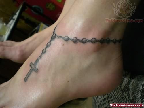Rosary Large Tattoo On Ankle