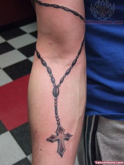 Rosary Tattoo On Elbow
