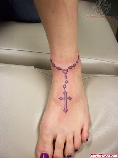 Rosary Ankle Tattoo Design