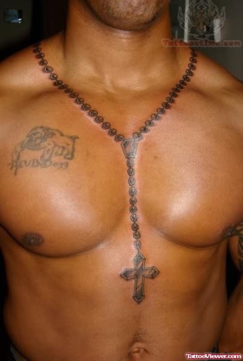 Rosary Chest Tattoo