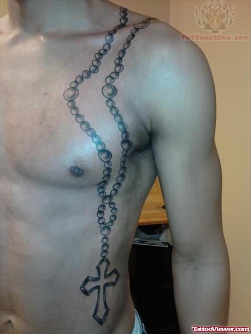 Rosary Tattoo On Side Rib