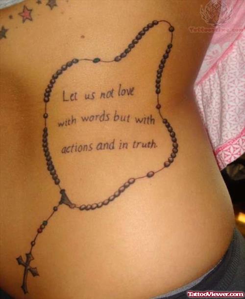 Rosary Tattoo On Side Ribs