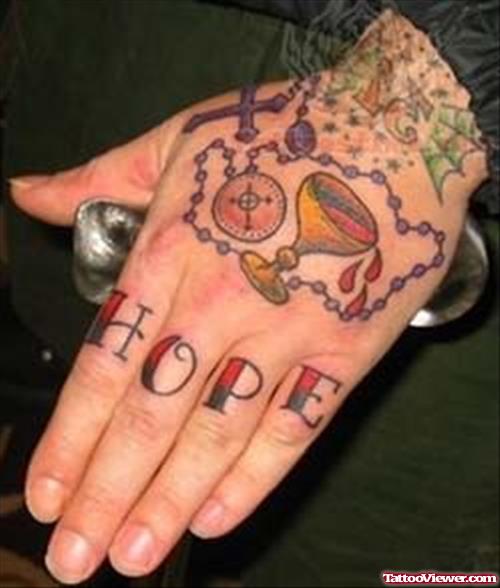Hope Rosary Tattoo On Hand