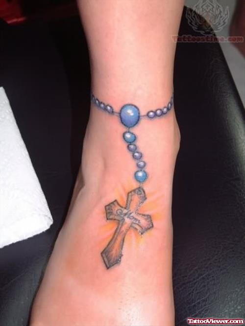 Catholic Rosary Tattoo On Ankle